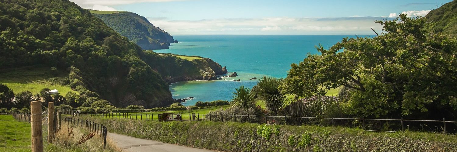 Road descending to a beach in Devon